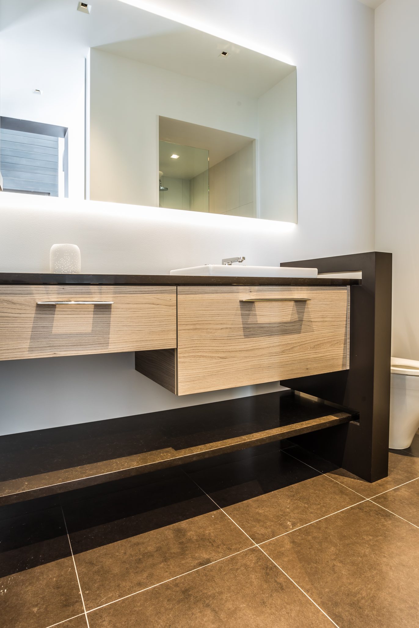 Meuble Salle De Bain 40cm Avec Miroir Planetmöbel - Lavabo Céramique Et Rangement Soft-close Chêne Sonoma